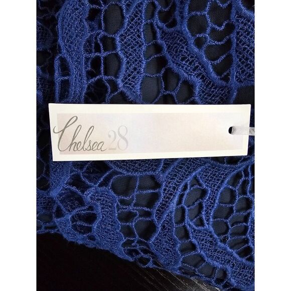 Chelsea 28 One Shoulder Lace Over Top Blue and Black Size Small - Picture 8 of 9